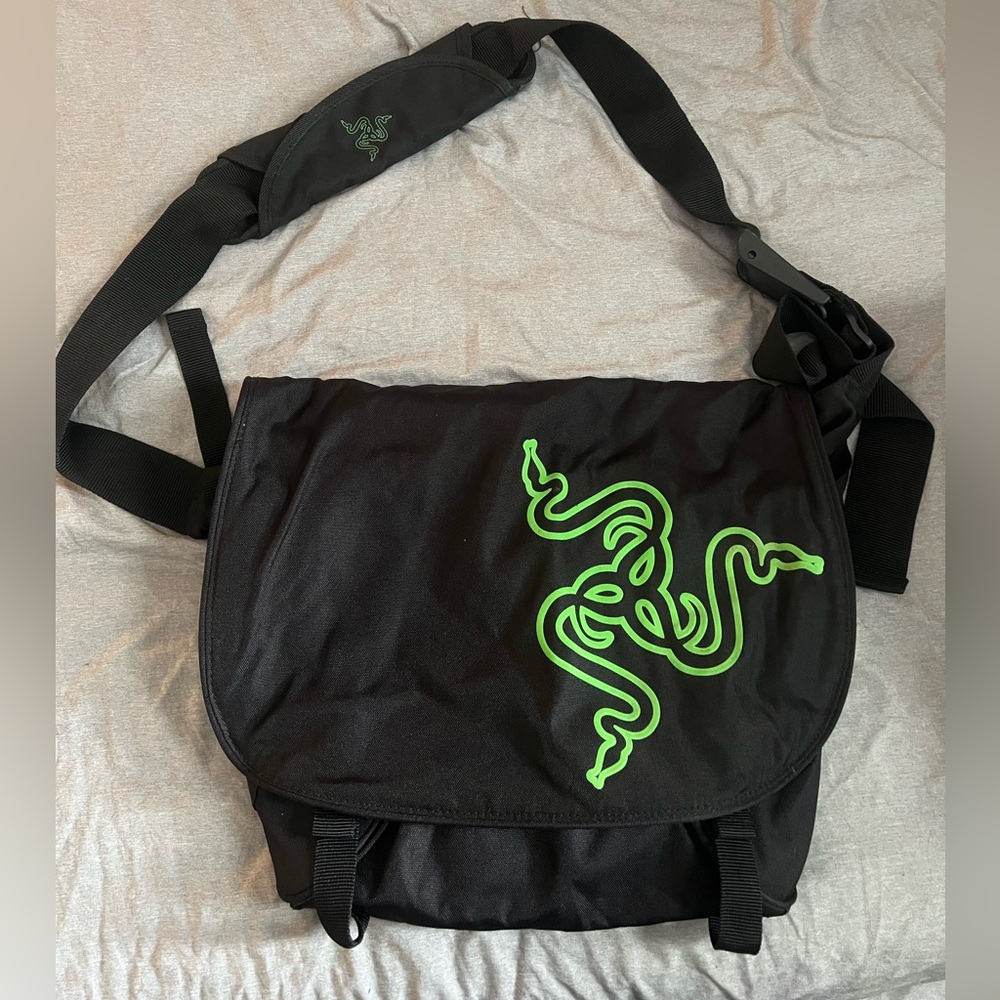 Razer Black Laptop Bag with Neon Green Accents